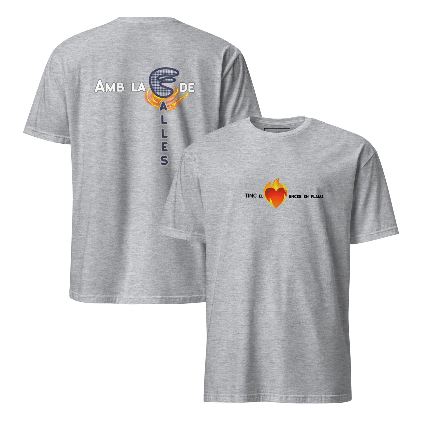 Camiseta de manga corta unisex, letras verticales